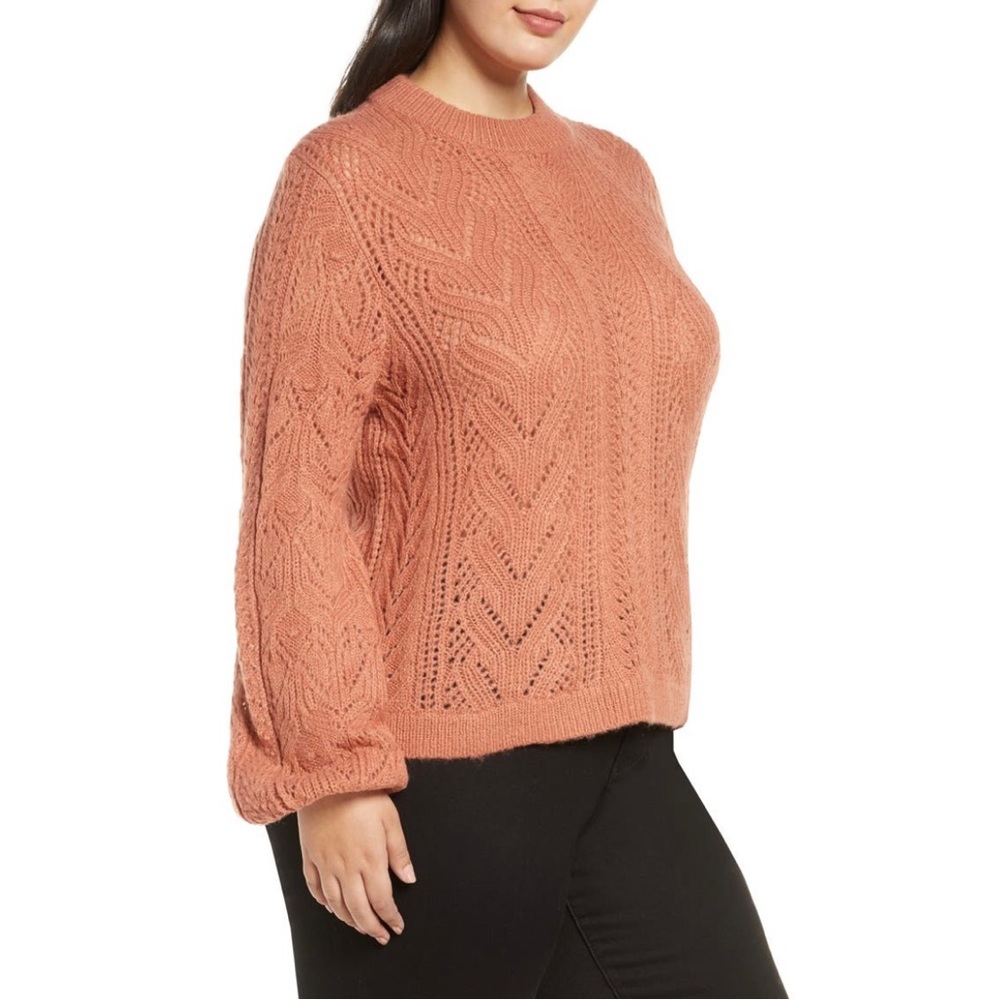 Leith Pointelle Blouson Sleeve Sweater